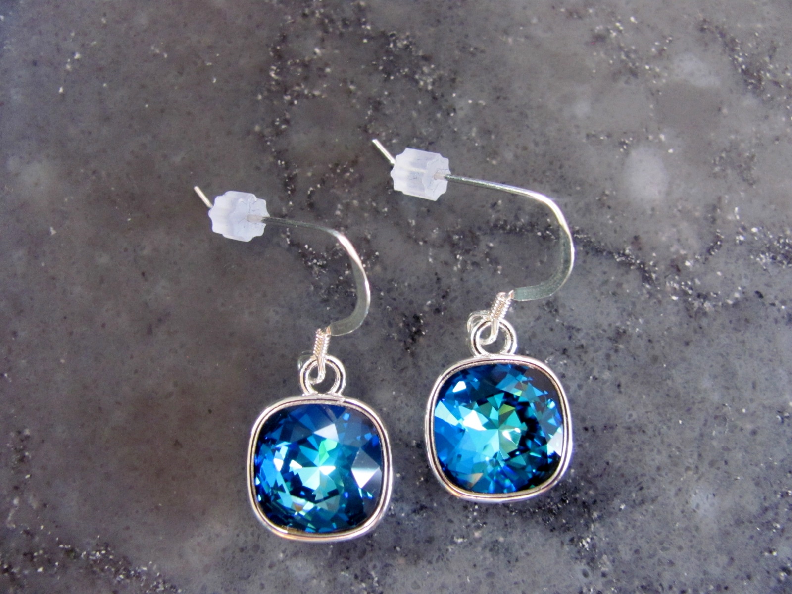 Iced Blue Swarovski Crystal Rhinestone Earrings - Jill Gehr