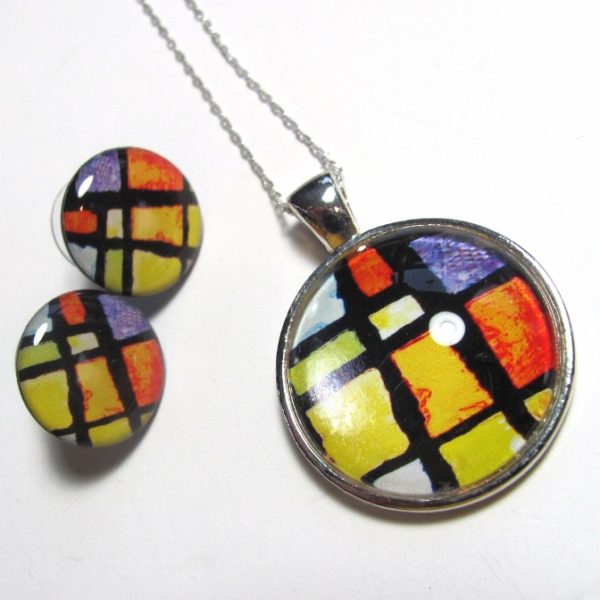 mosaics button necklace and earrings gift se-1863 (800×672)