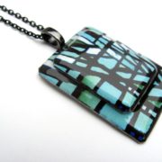 Sea Glass Pendant Necklace Black chain_9832 (800×600)