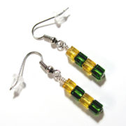 green and gold cube earrings-2964