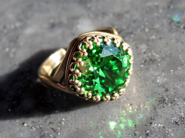 Swarovski Crystal Green Ring