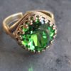 Antiqued Brass-plated Swarovski Iced Green Ring