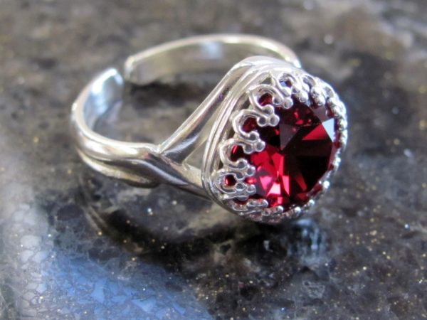 Delicate Scarlet Swarovski Ring